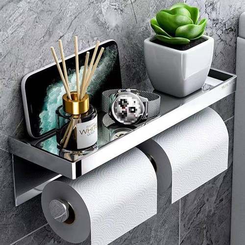 Q1L04不锈钢免卫打孔卷纸架壁挂手机60978置物架生3式间卷纸盒厕