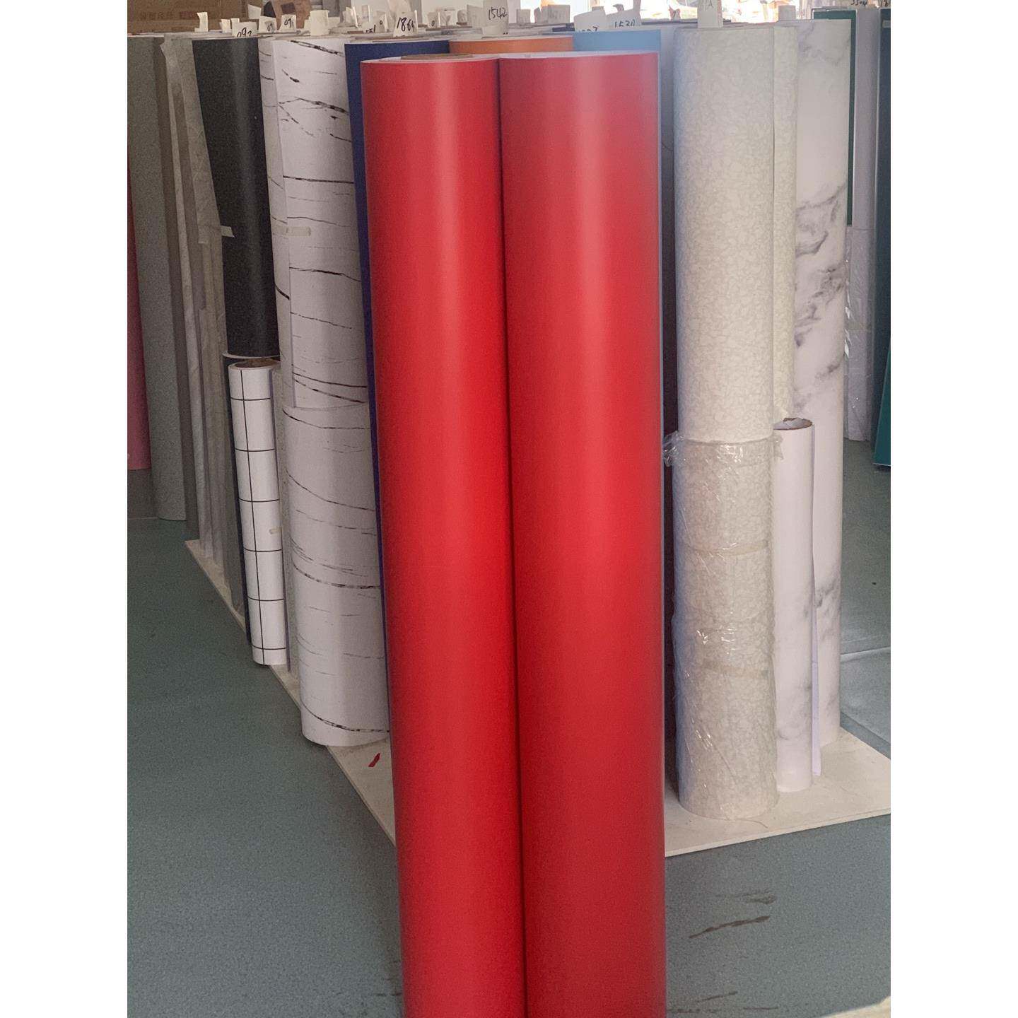 加厚红色滑面145哑光自粘墙壁纸展柜告会展贴膜广即纸时贴软波音