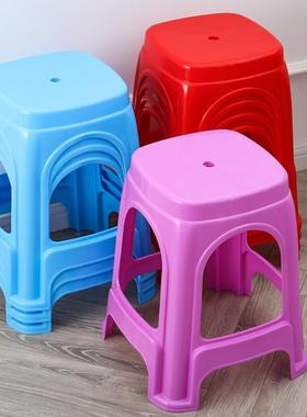 （10餐个）加厚方塑料凳子熟胶家用客TSF厅椅成人塑胶高凳板凳装