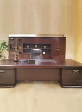 公4254桌大气老板台明清古新中式泰柚实典董事长办办公室总裁木大