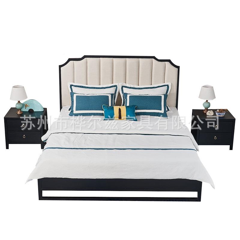 现具代简约新中式木床婚床标准间床主卧床宾2021馆民宿样间板家实