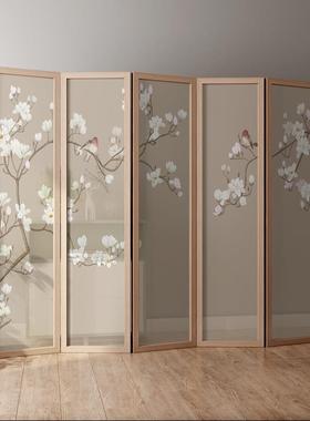 新中风式屏隔断客室厅遮端挡办公酒店高简66362约现代实木移动折