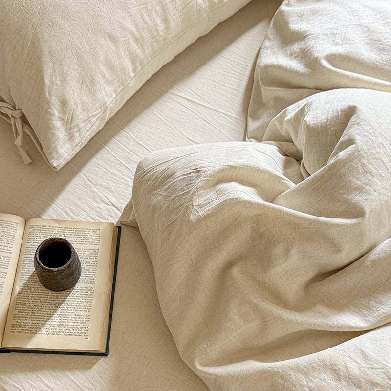 2高5新款棉921458端麻四件套10%麻0%棉床上四件套纯色被套床单款