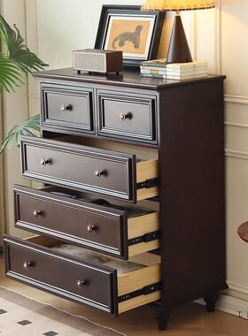 式美古卧木室实五斗柜床尾置物柜轻奢客厅大容量复储物边柜CGG抽