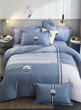 GZ6M纯斜英F7587MTM伦风四件条格美被套床笠1.8米1.5m2欧床套品秋