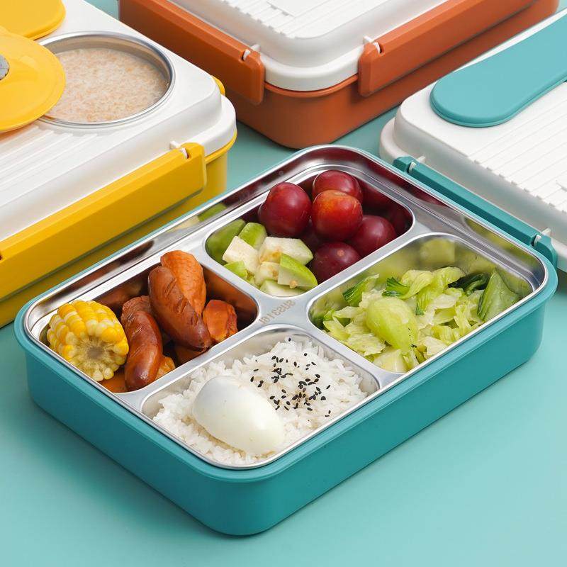 盘QNB1L不锈保温饭盒中小学生专用儿6童餐打饭分格便当餐钢盒上班