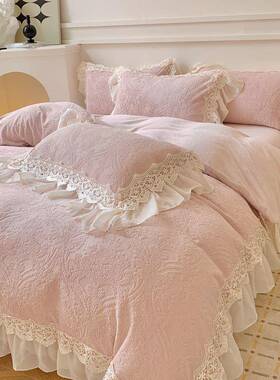 母婴类秋冬加A28468厚雕花绒婴绒安娜贝尔系列法式儿双层花边四件套