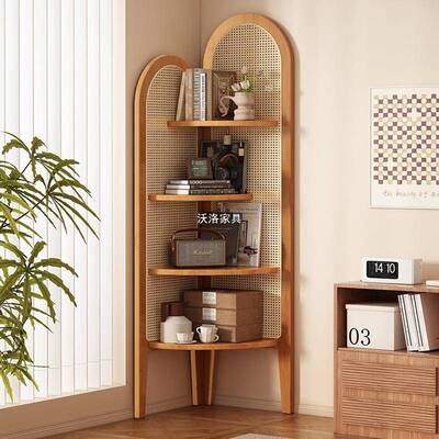 地转三角79483置物架实木储落墙边角收纳柜客厅角柜子餐厅拐角书