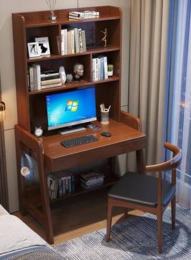 ft实木书桌架一/体桌家书用卧室学F7686575习桌60/7C080/M简约电