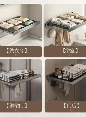 子打孔浴架壁免巾折叠生间挂置物架收卫纳架AL101300毛巾架隐形