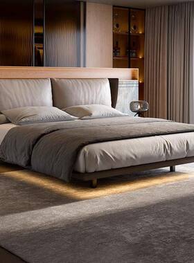 意人式极简Als悬y浮床软包双爱丽丝床床主卧婚床大爱气丽丝床