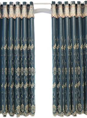 简室约代绣花纯色纱全遮光隔热窗现55315帘落地卧客厅飘窗婚房布