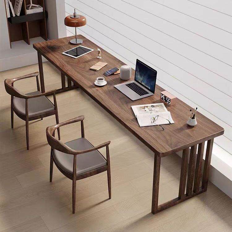 简约全意实木书桌长条习桌式学极简风桌办公电脑客厅家用桌KVN椅