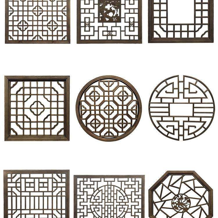 花东阳木雕门窗实31886木格窗仿花格栅中式玄关隔断八角圆形格栅