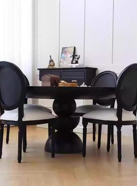 中古风黑色圆桌个性意家用圆形餐术法式复桌古LS-234洽谈创桌新古