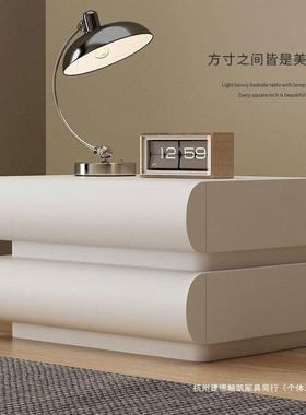 新家用网红卧奶实油款白色床头柜皮质意65359式极简室木床边收纳