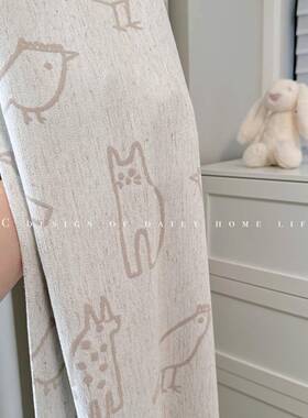 1276棉麻羊绒物世界柔窗雪尼尔儿超动童房卡通帘卧室女孩男孩房窗