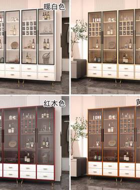 高档实木轻奢小酒柜现代约客46659厅靠电视餐边柜墙酒架简玻璃展示单门