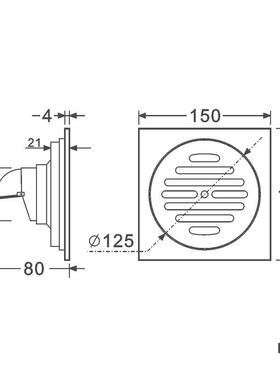 HID大EEP1户50*150地漏铜阳防臭排量75管用HIDL113卫生间台外