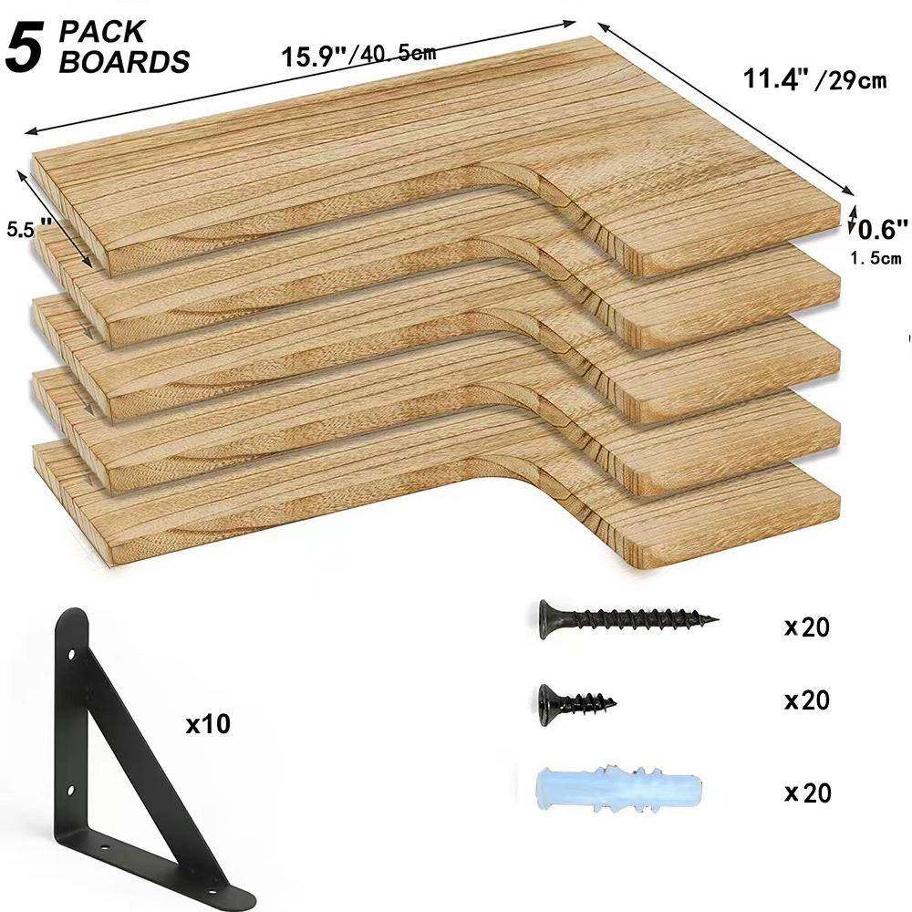 跨木书境实墙角置GZL物架客9厅房0度拐角书架悬空隔板墙面转角收