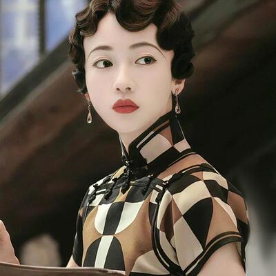 覆古旗袍发型手推波纹假刘海民国风夜上海假发片古风波浪头饰造型