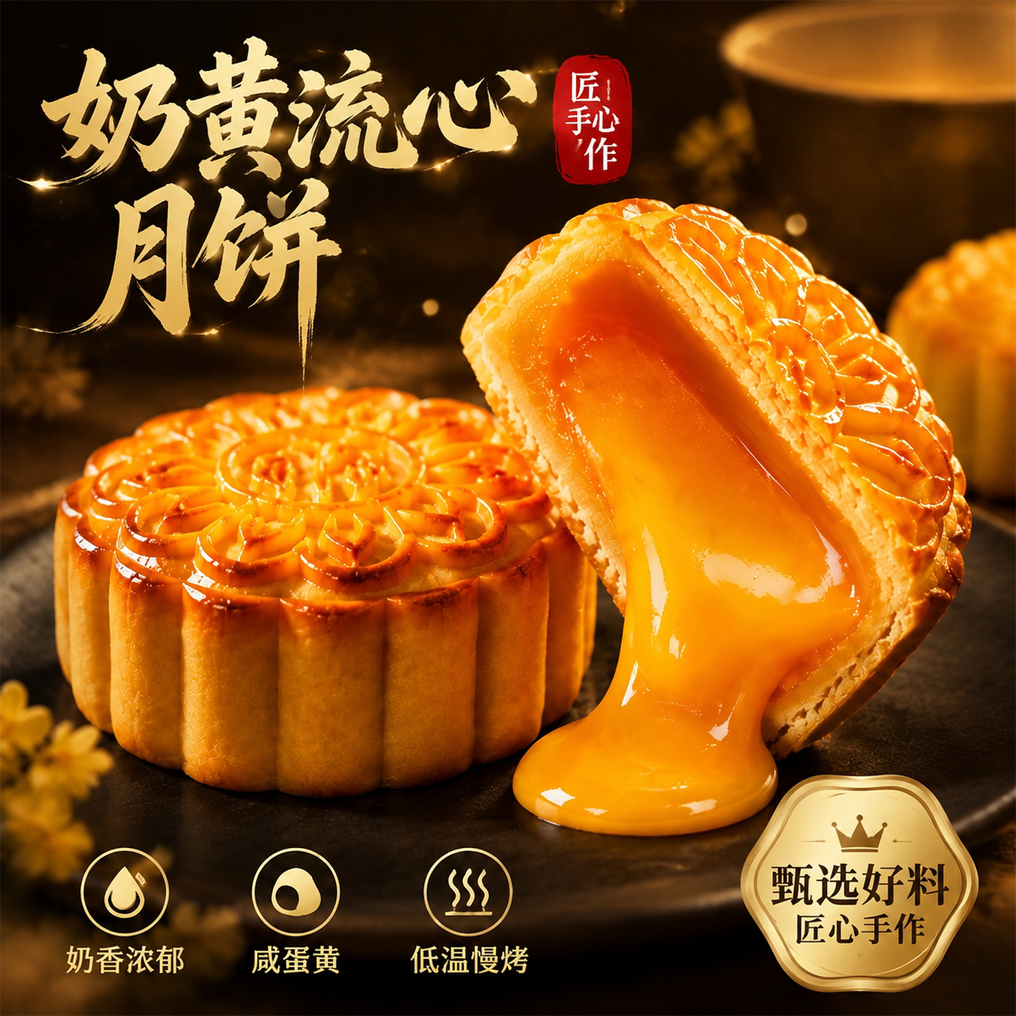奶黄流心月饼巧克力礼盒香港蛋黄官方旗舰店味中秋节2026新款广式
