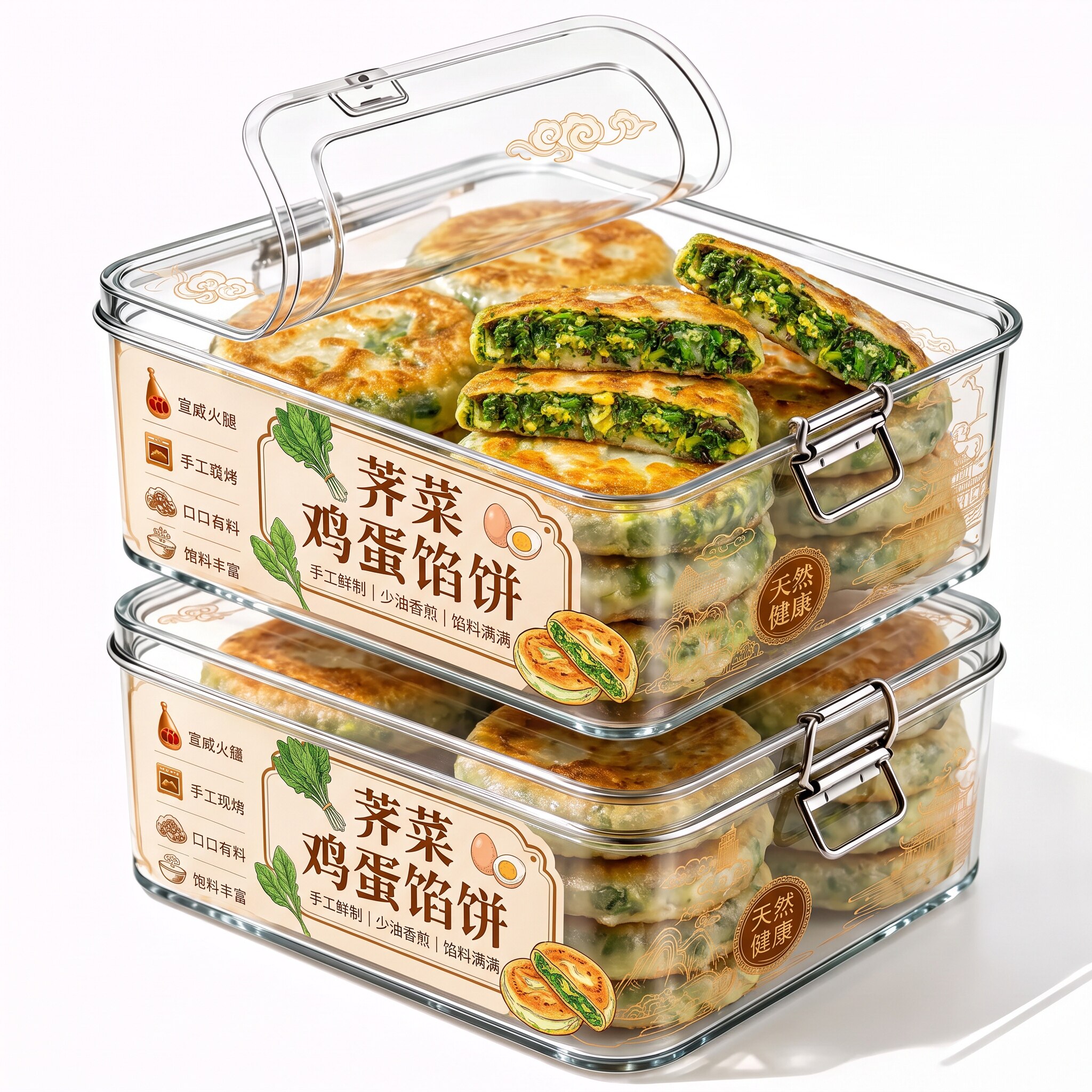 农科院荠菜菜饼鸡蛋馅饼儿童健康早餐食品半成品加热即食新鲜速冻图片