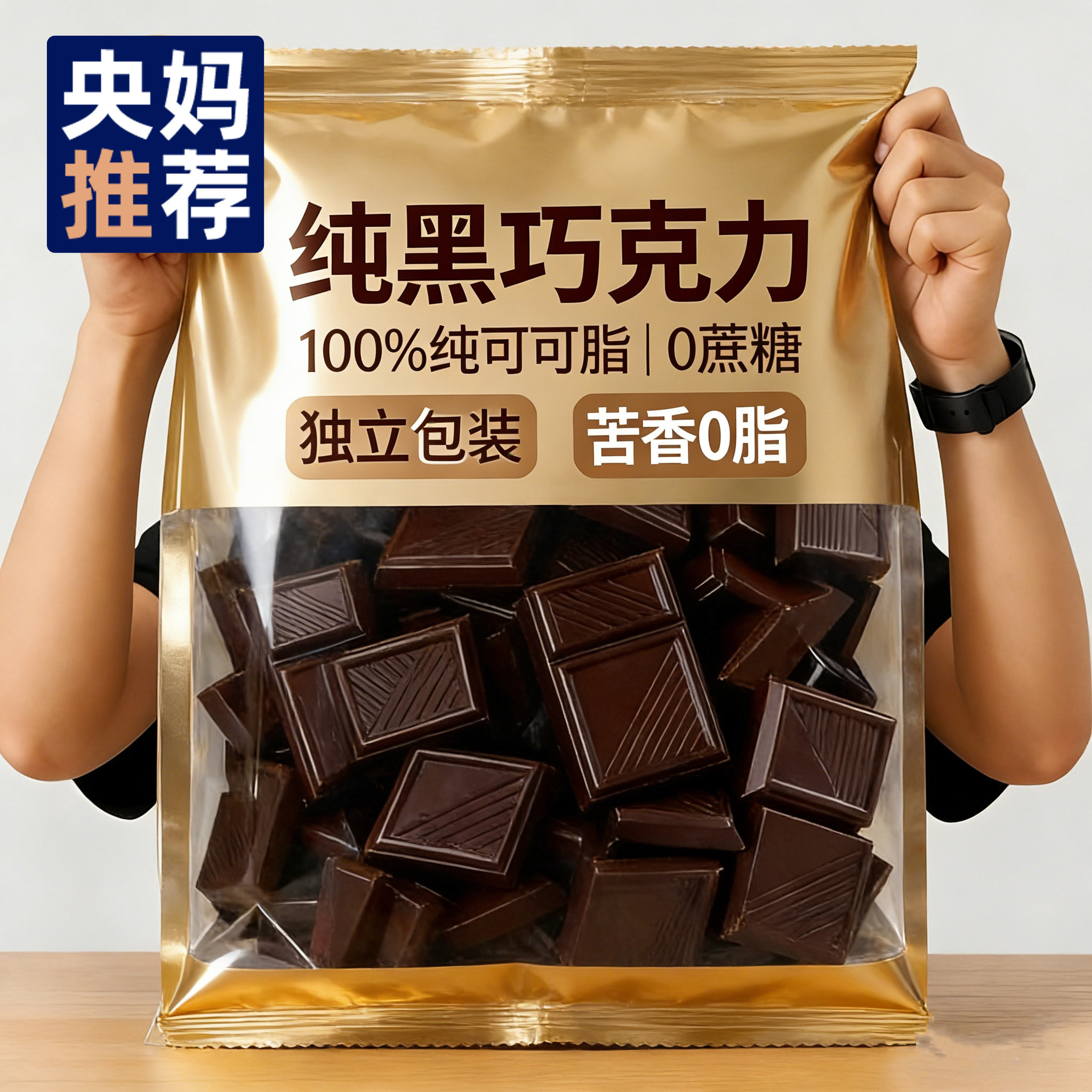 热销100W+无蔗糖0脂黑巧克力