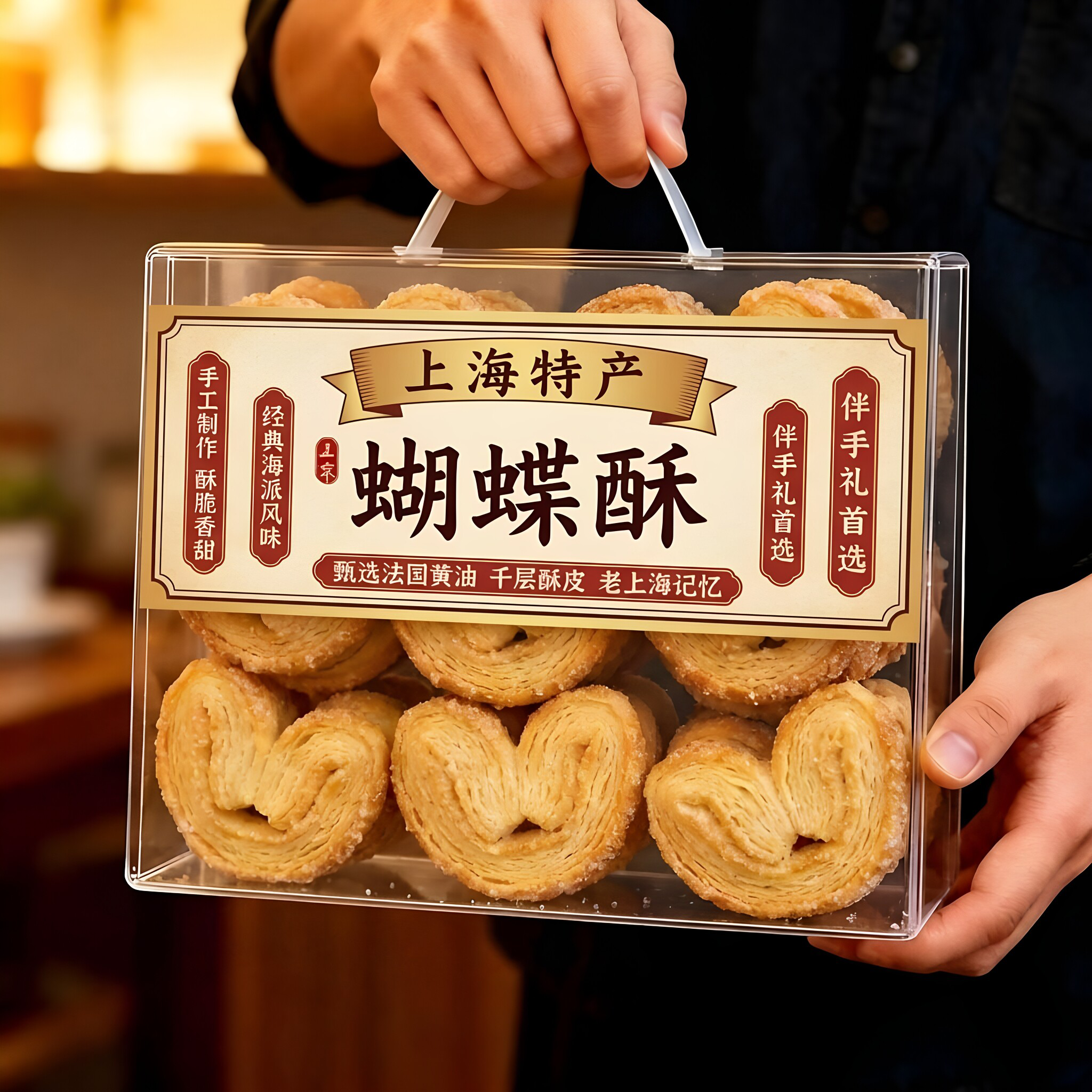 农科院国际饭店蝴蝶酥上海老字号香港特产独立包装黄油饼干小零食