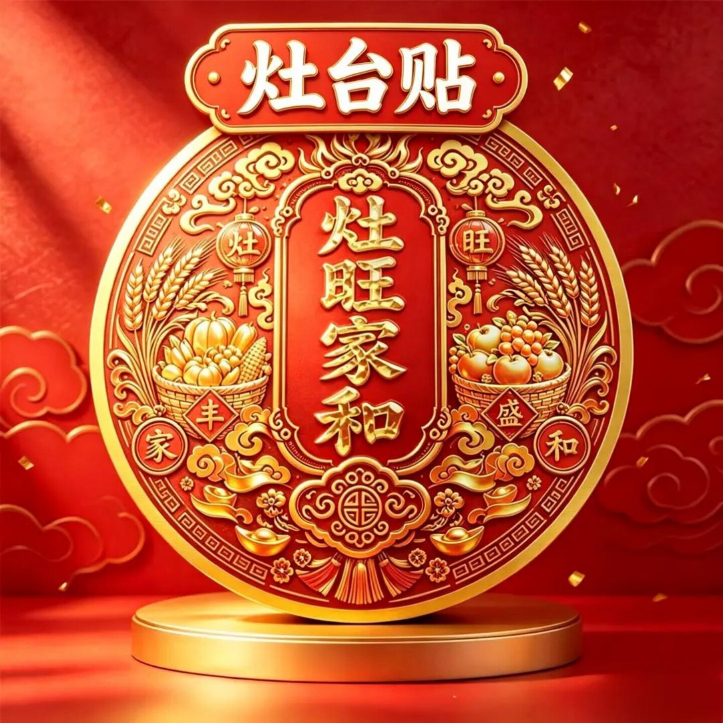 厨房灶和家和橱柜可用厨房灶台火旺家和香薰贴装饰摆件旺宅贴中式
