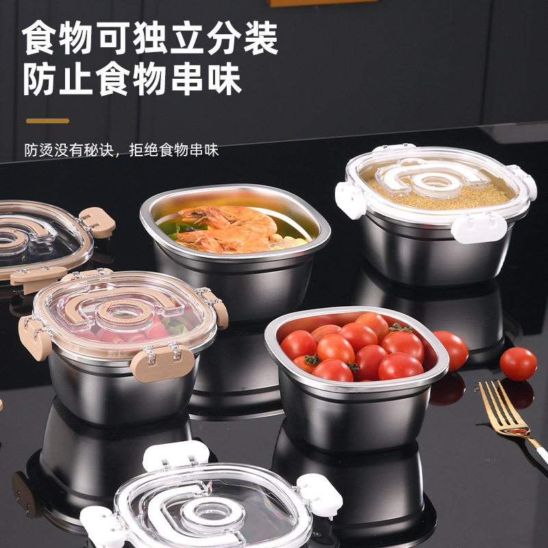 保鲜盒食品级304不锈钢水果密封饺子冰箱专用收纳盒子保鲜大容量