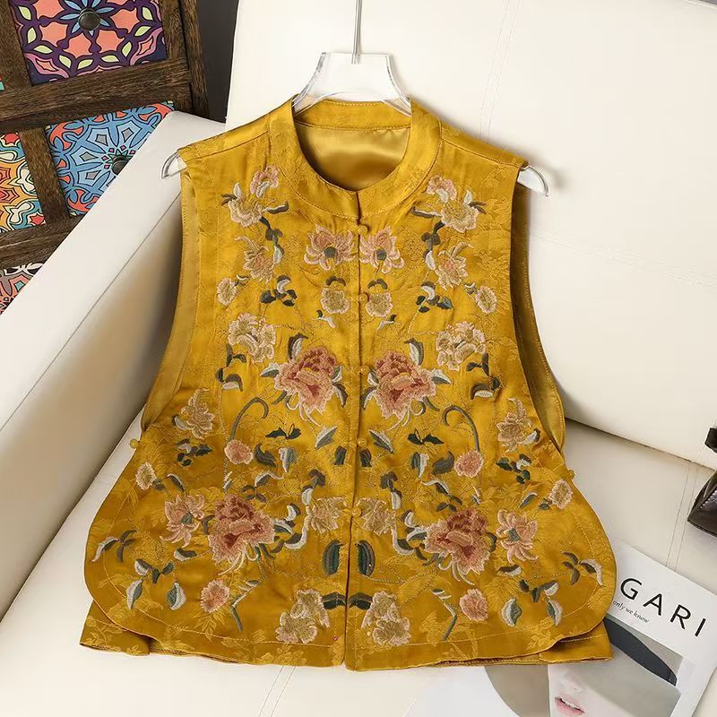 唐装马甲绣花刺绣立领秋季中国风女马夹新中式女常规新品2025爆款