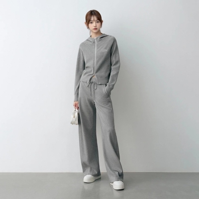 慵懒风宽松针织衫休闲裤套装