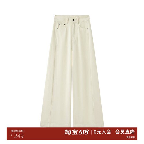 春新款高腰阔腿牛仔九分直筒裤