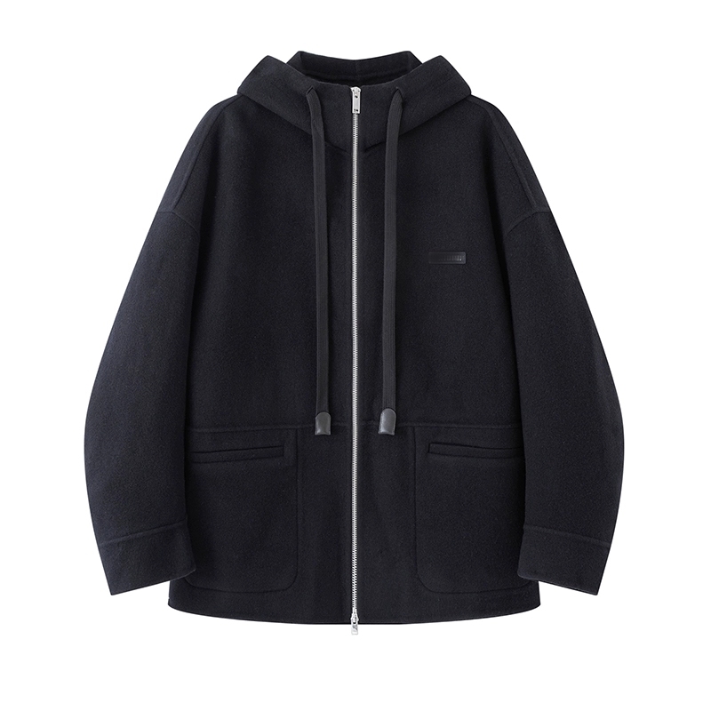 休闲连帽毛呢外套大衣风衣外套