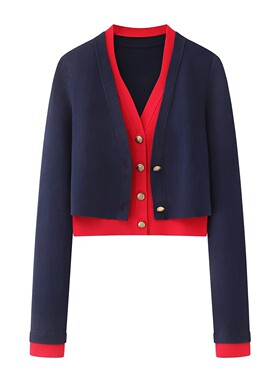 ariose品艾诺丝官方旗舰店正品2026春款拼色假两件针织衫BR801144