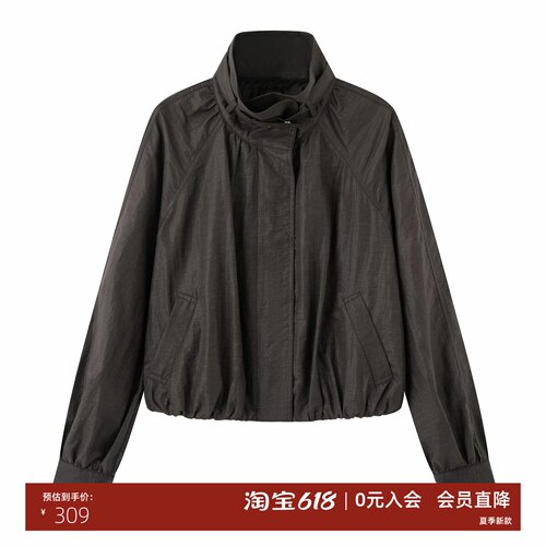 春款立领仿夹克短外套