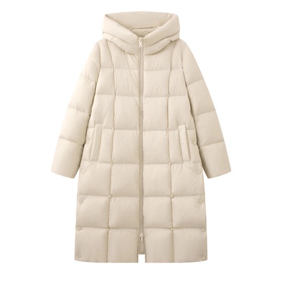 中长款连帽羽绒服外套