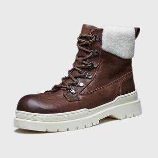 LP假日系列高帮马丁靴男士冬季厚底真皮百搭休闲雪地靴英伦风靴子
