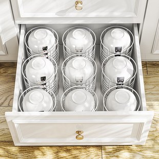 御仕家厨房家用抽屉内置碗架  倒扣式沥水碗架收纳神器晾放叠加碗