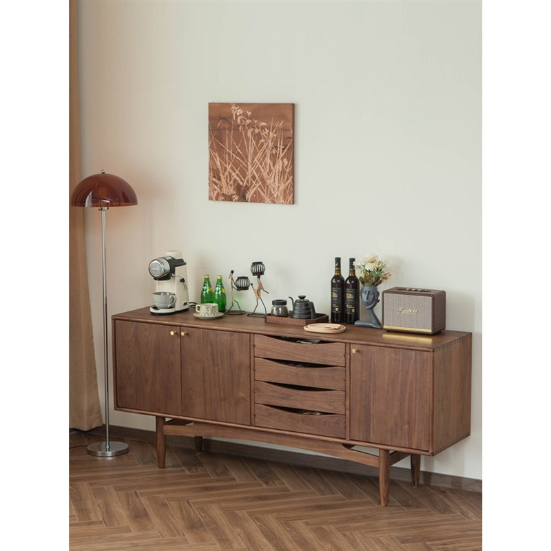 北美黑胡桃木客厅斗柜储物边柜餐边柜意式极简实木电视柜收纳床尾