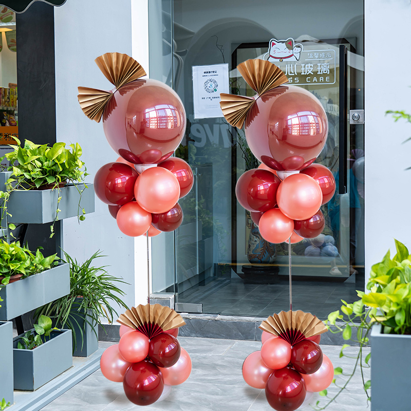 开业气氛布置网红店铺活动装饰场景商场门口气球路引立柱
