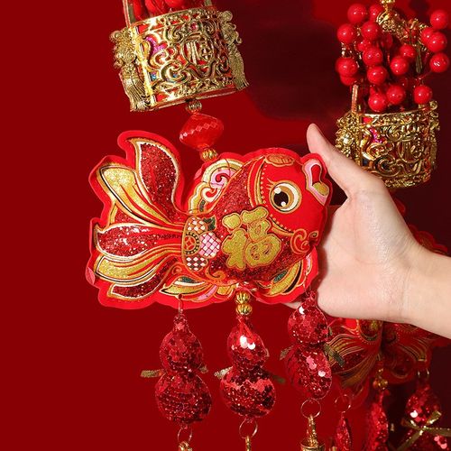 2025蛇年过年福字挂饰柿子串新年贺年装饰客厅门挂背景墙春节挂件
