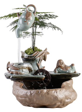 流水雾化加湿器摆件创意招财循环家居玄关客厅办公室开业乔迁礼品