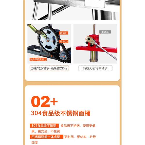 新品省力双齿轮家用饸饹机手动饸烙粉条手摇不锈钢压面机压面条机