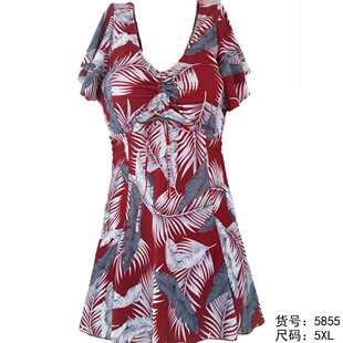 女保守泳衣胖MM 中老年特加大码 俊飞妈妈泳装 游泳衣连体平角裤