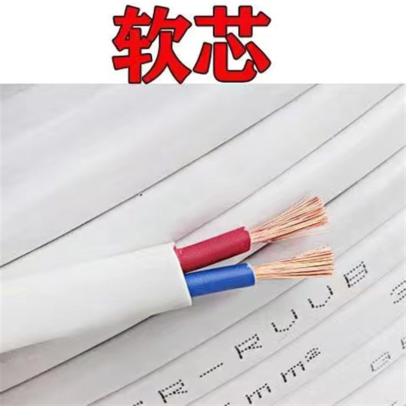 珠江国标纯铜电线双芯BVVB/RVxVB铜芯护套线2.5/4/6平方电缆线家