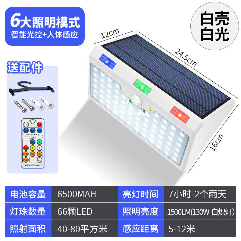 大功率太阳能户外灯防水庭院壁灯家用花园别墅人体感应照明路灯