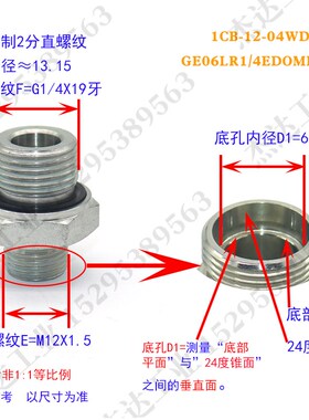 1CB-WD液压接头卡套式碳钢镀锌英制国标ISO8434公制螺纹GE-L-R-ED