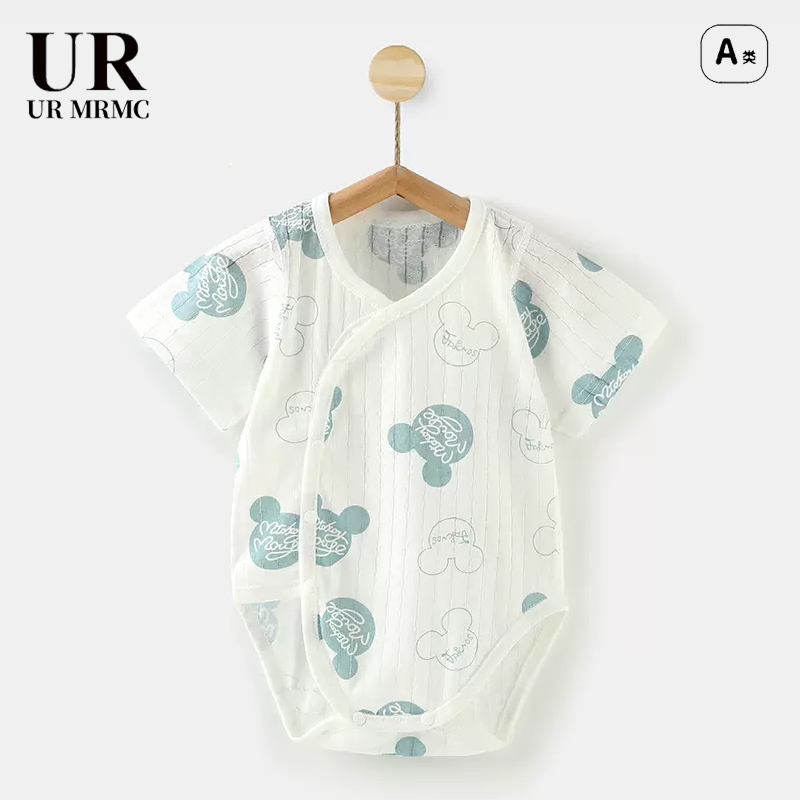 【撤柜专区】品牌专柜夏季薄款纯棉哈衣爬服新生儿短袖包屁衣夏装